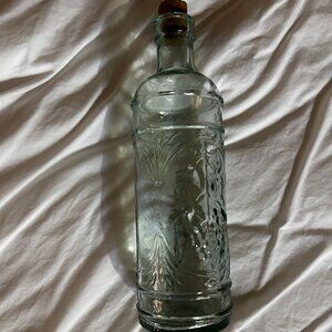 Aqua Blue Glass Bottle with Cork